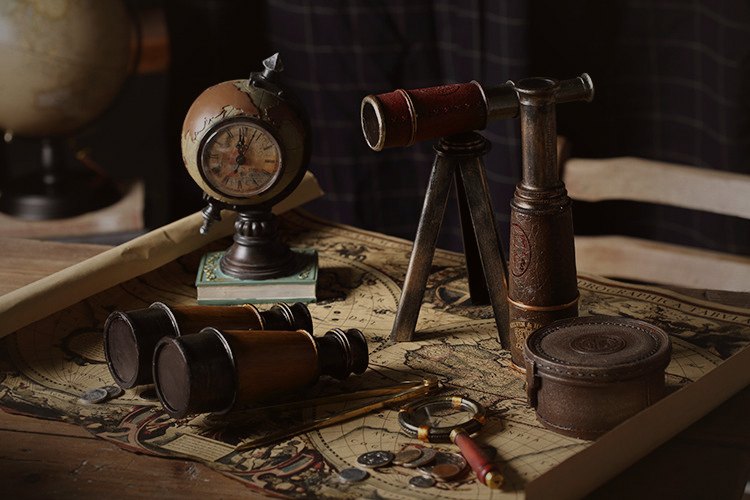 The Far Look series among globe and old maps